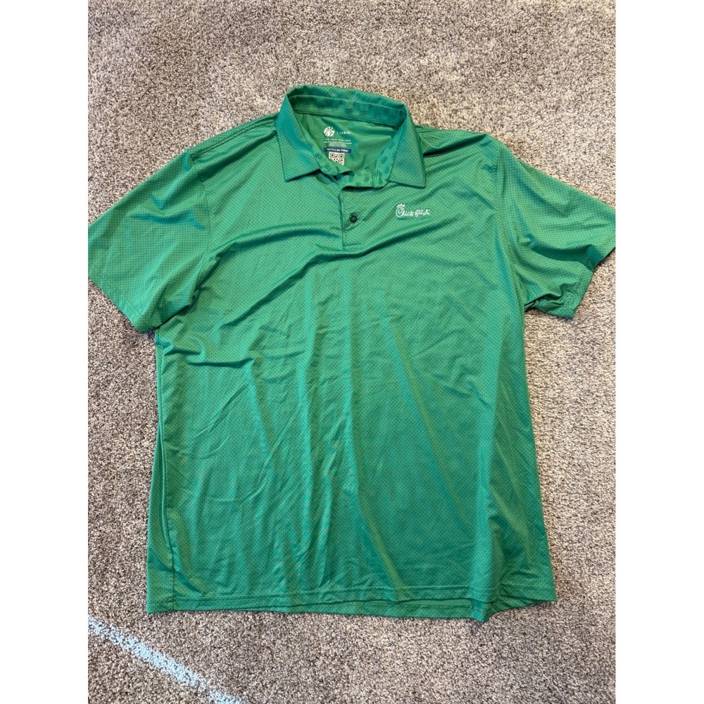 Oobe Polo Shirt Men XL Green Chick-fil-A Employee Uniform Short Sleeve Micro Dot